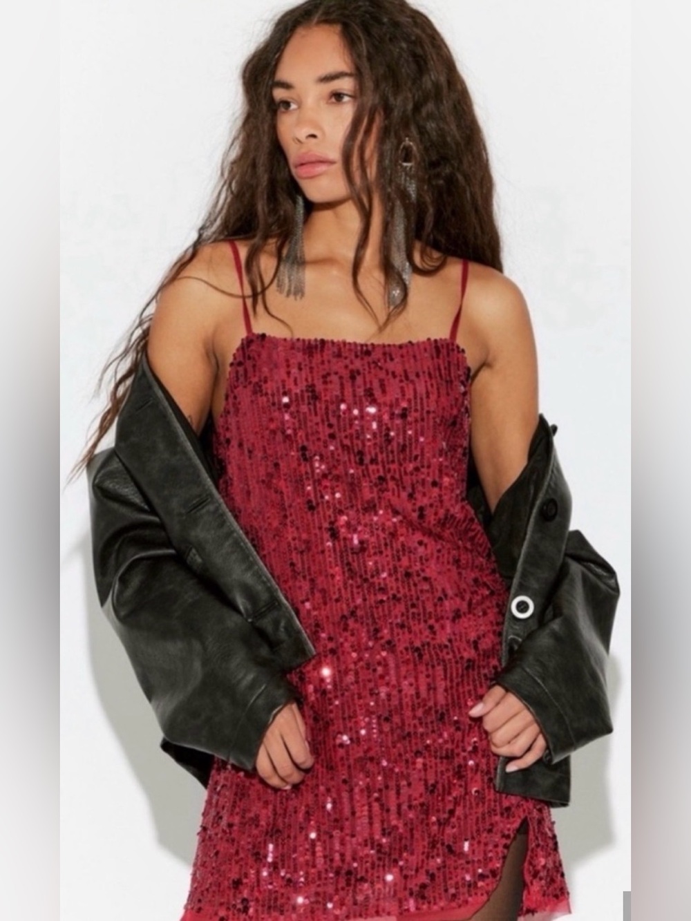 Free People Midnight Kiss Mini Slip Dress. NWT. Cherry combo - Picture 4 of 5